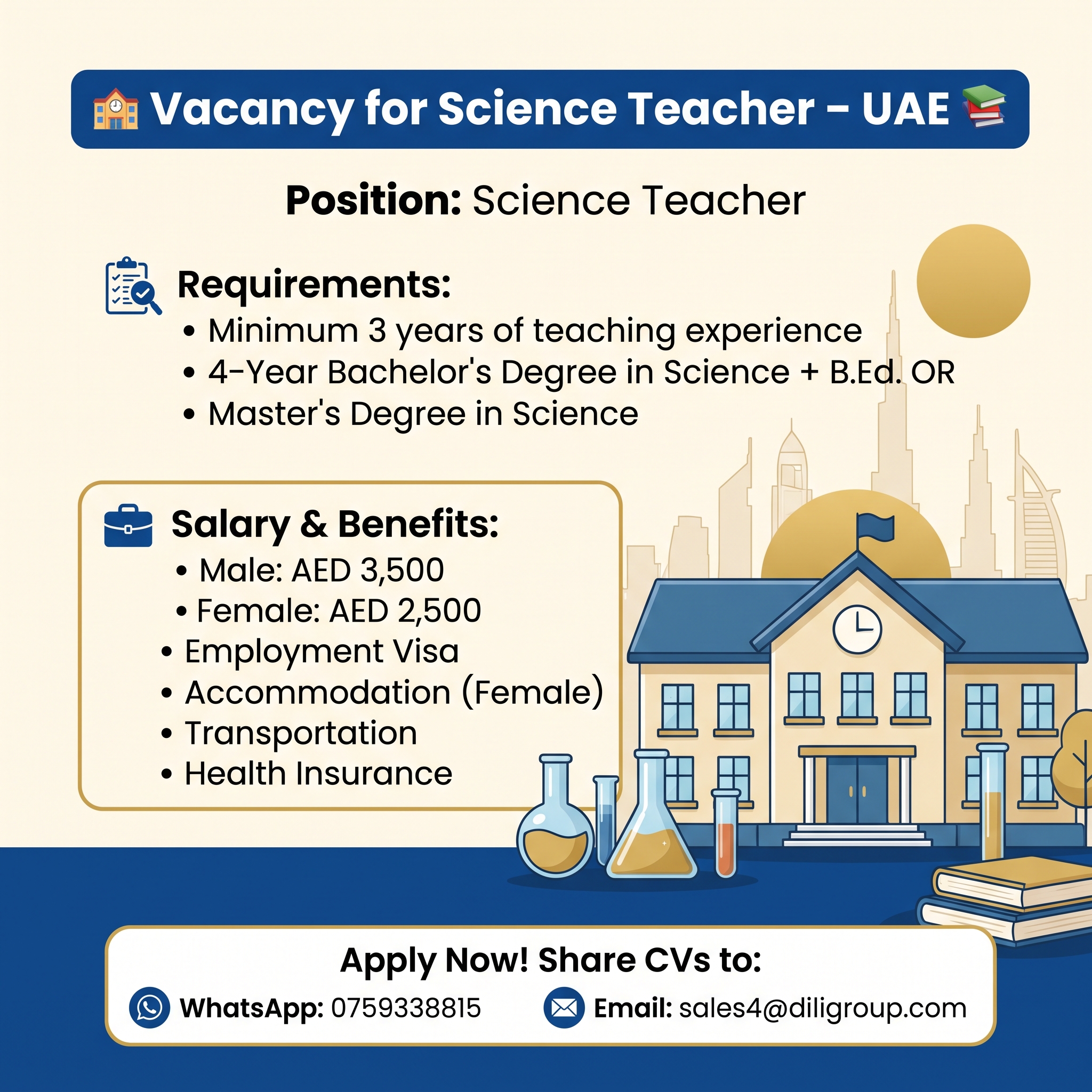 Vacancy for Science Teacher – UAE