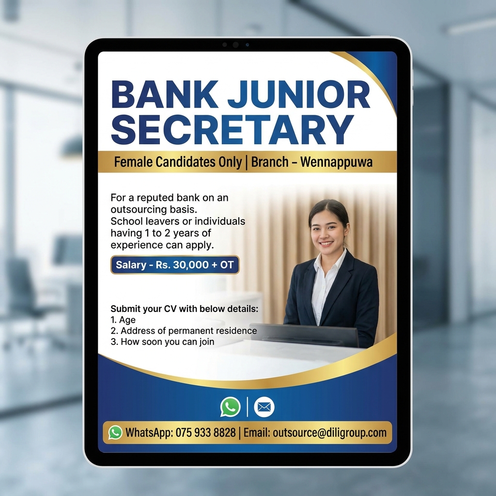 Bank Junior Secretary -Wennappuwa
